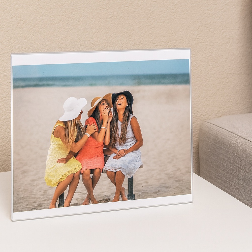 Borderless Photo Frame Picture Holder Horizontal Easel display Stand 10x8 inch
